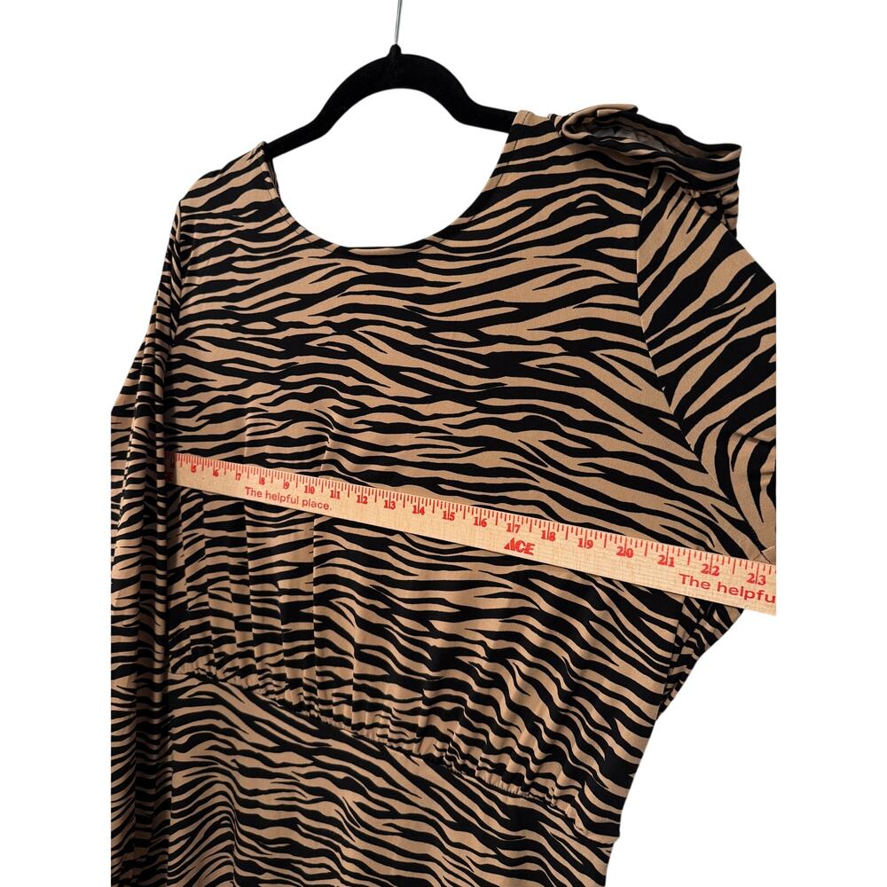 Ann Taylor Loft 14 Animal Print Long Sleeve Midi Dress Tiger Stripes Brown NEW! - Picture 5 of 10